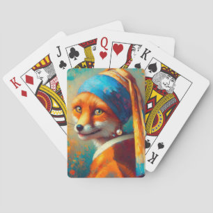 Cool fox playing cards