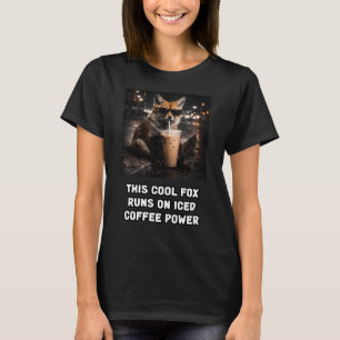 Cool Fox Runs On Iced Coffee Power Design T-Shirt