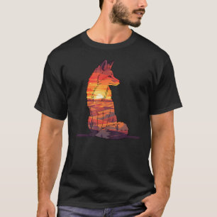 Cool Fox Silhouette Sunset Horizon Nature T-Shirt