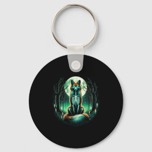 Cool Fox Skeleton Halloween Christmas Birthday  Key Ring