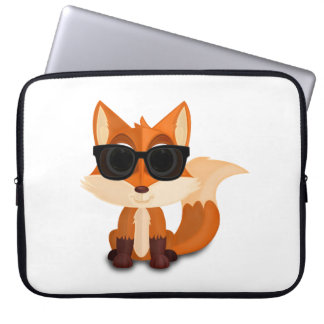 Cool Fox Wearing Sunglasses Cute Cartoon Laptop Sleeve