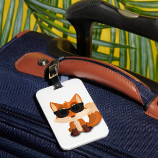 Cool Fox Wearing Sunglasses Cute Cartoon Travel Luggage Tag