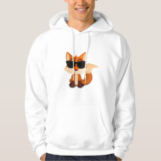 Cool Fox Wearing Sunglasses Cute Cartoon Woodland Hoodie
