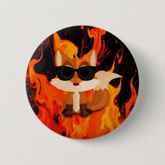 Cool Fox with Sunglasses Fire Paint 6 Cm Round Badge