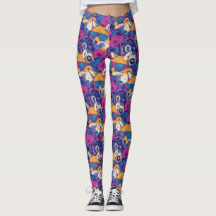 Cool Foxes with Sunglasses, Cameras, and Flowers Leggings