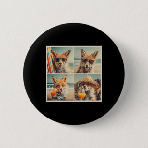 Cool Foxes With Sungles Beach Animals Vacation Sum 6 Cm Round Badge