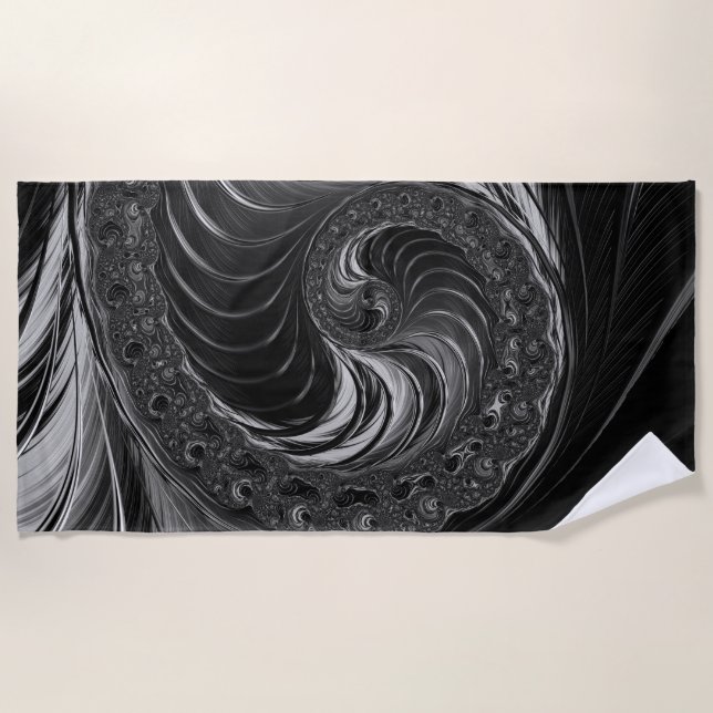 Cool Fractal Metallic Nautilus Golden Ratio Beach Towel (Front)