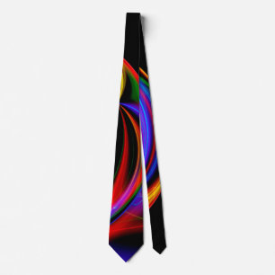 Cool Fractal Psychedelic Neon Glow Abstract Tie