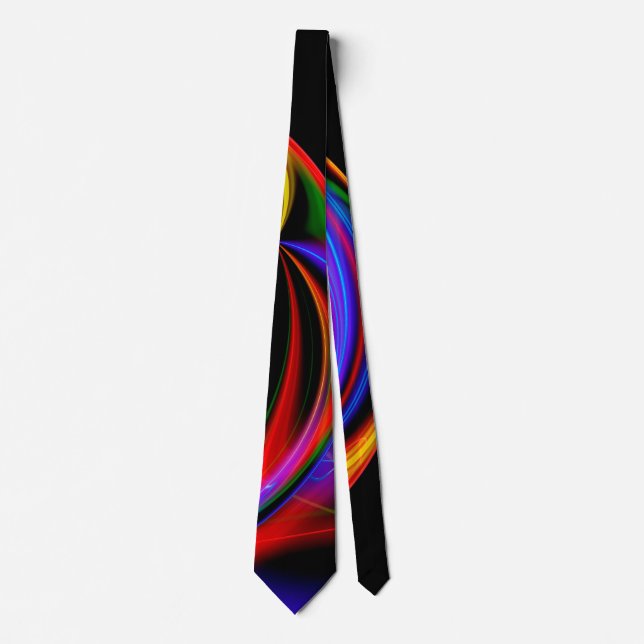 Cool Fractal Psychedelic Neon Glow Abstract Tie (Front)