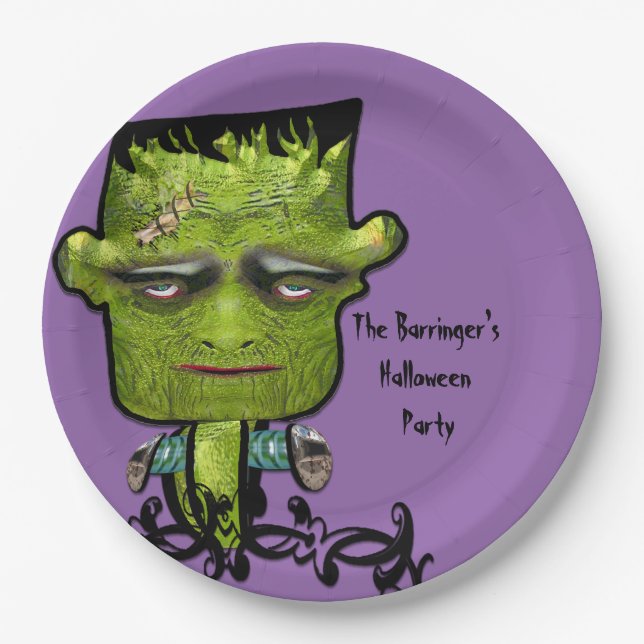 Cool Frank Fright Halloween Party Paper Plate (Front)