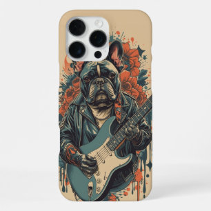Cool French Bulldog Guitarist Rock Music Fan iPhone 16 Pro Max Case