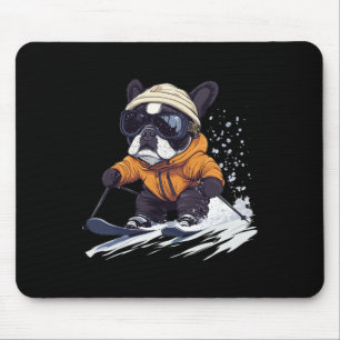 Cool French Bulldog Skiing Winter Funny Snow Dog S Mouse Pad