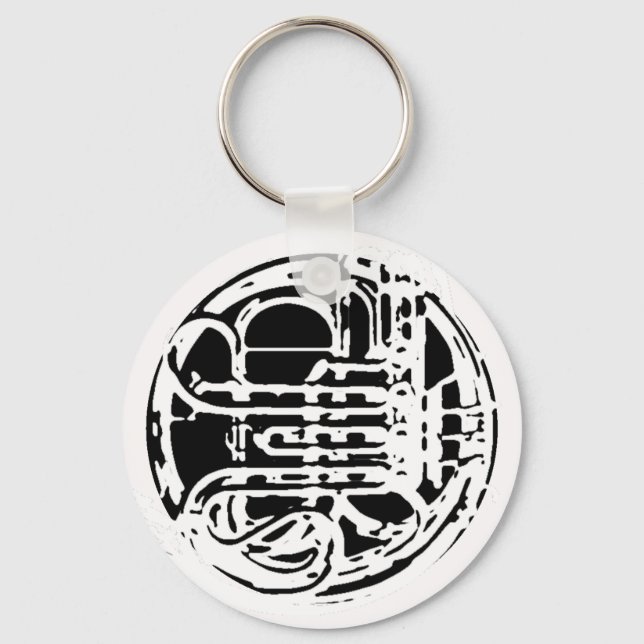 Cool French Horn Design Key Ring (Front)