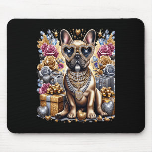 Cool Frenchie Bulldog Chain Blingeecore Christmas  Mouse Pad