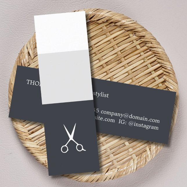 Cool Fresh Blue White Stripes Hair Stylist Mini Business Card (Creator Uploaded)