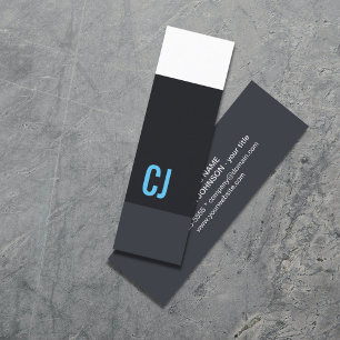 Cool Fresh Blue White Stripes Monogram Consultant Mini Business Card