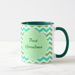 cool, fresh green, blue chevron best grandma mug