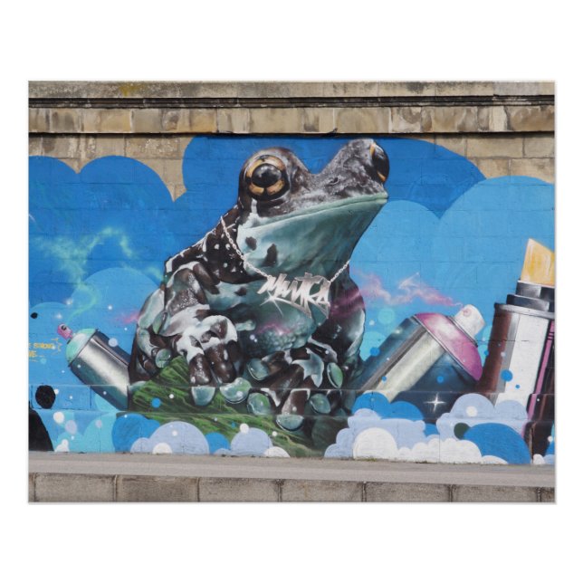 Cool Frog Between Spray Cans Graffiti Poster (Front)