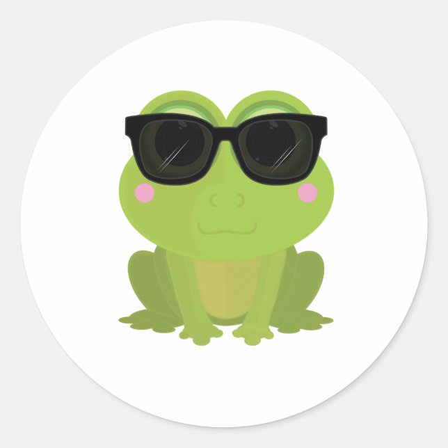 Cool Frog Classic Round Sticker (Front)