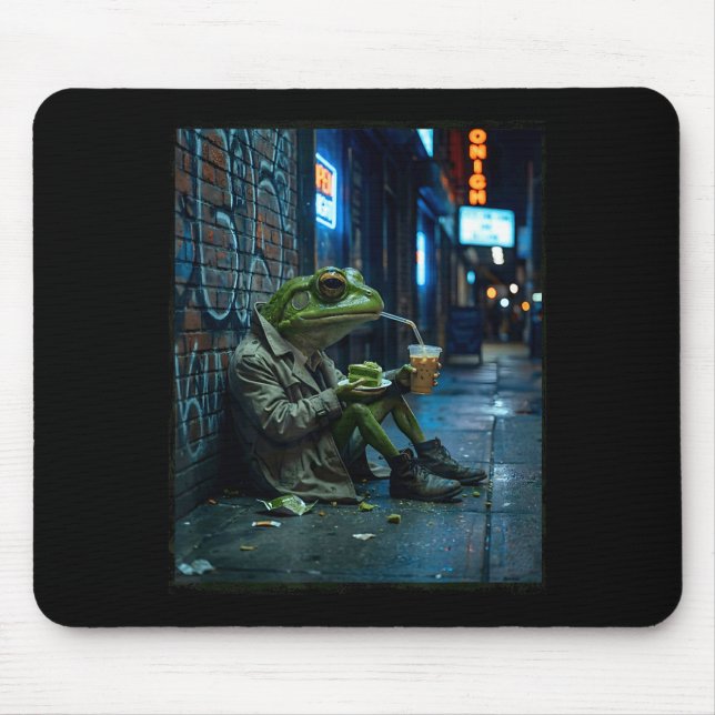 Cool frog drinking iced coffee expensive matcha mouse pad (Front)