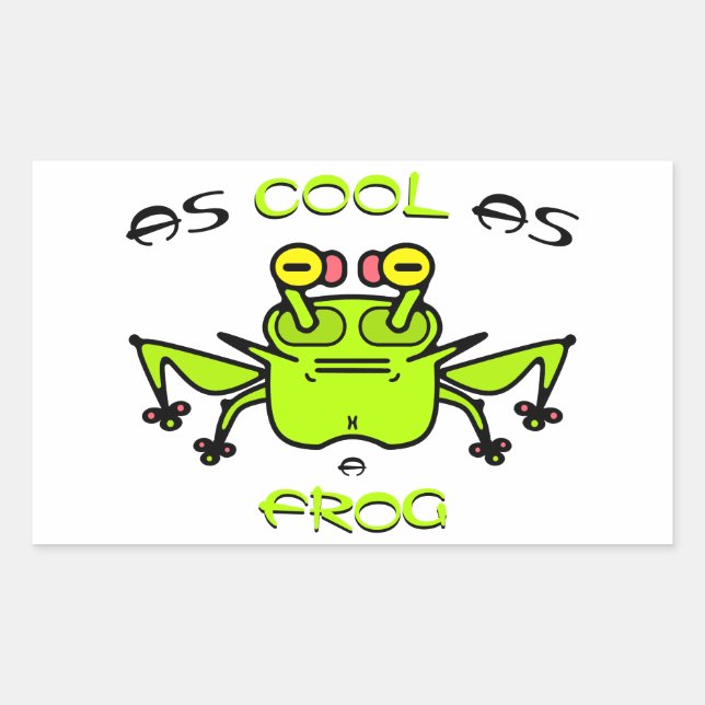 Cool Frog Funny Cartoon Character Motto Design Rectangular Sticker (Front)