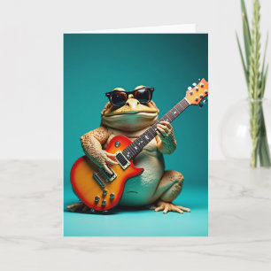 Cool Frog Guitar Birthday Card
