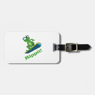 Cool frog on a snowboard, Custom Colour Luggage Tag