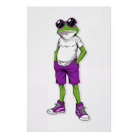 Cool Frog Poster – Funny Glasses Frog Kids WallArt