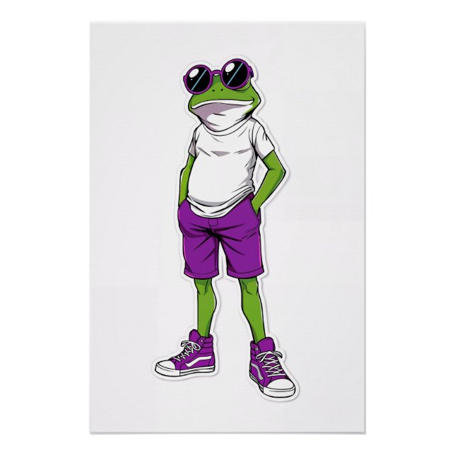 Cool Frog Poster – Funny Glasses Frog Kids WallArt (Front)
