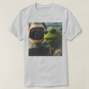 Cool Frog Shark Dark Humour Shirt, Retro Cinematic T-Shirt