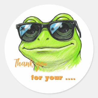 Cool Frog Sunglasses Classic Round Sticker