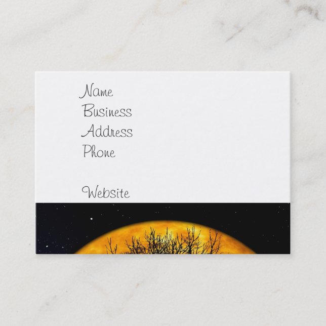 Cool Full Harvest Moon Tree Silhouette Gifts Business Card (Front)