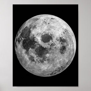 Cool Full Moon Graphic Space Astronomy Science Poster