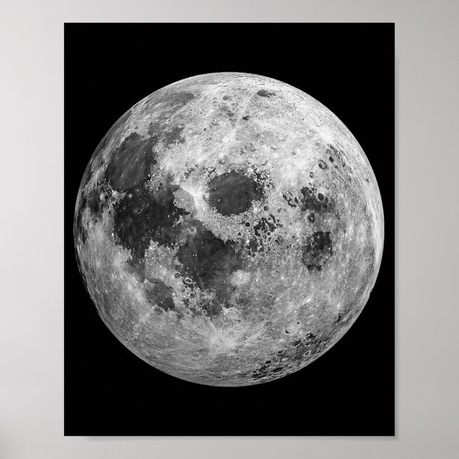 Cool Full Moon Graphic Space Astronomy Science Poster (Front)