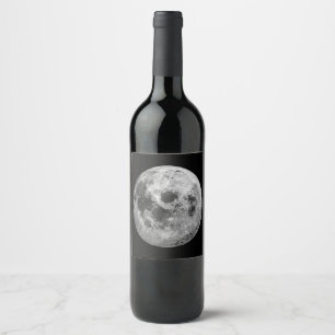 Cool Full Moon Graphic Space Astronomy Science Wine Label
