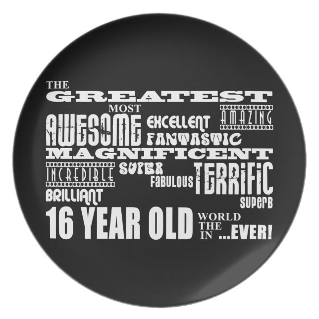 Cool Fun 16th Birthday Party Greatest 16 Year Old Plate (Front)