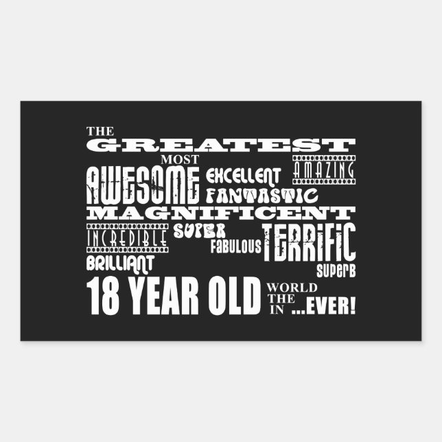 Cool Fun 18th Birthday Party Greatest 18 Year Old Rectangular Sticker (Front)
