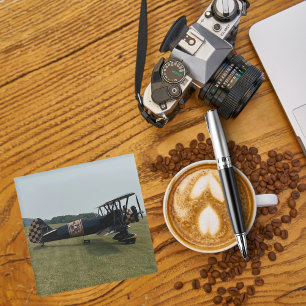 Cool Fun Airplane Photo, Pilot Family, Aviation  Glass Coaster