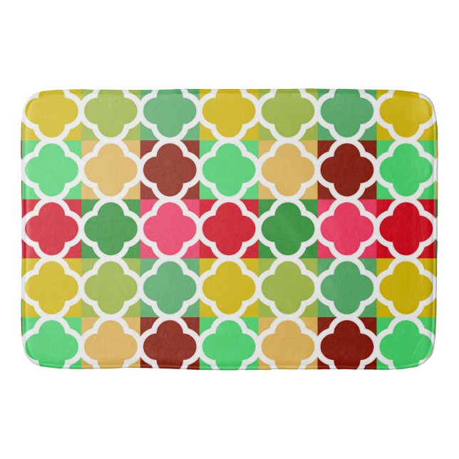 Cool Fun and Colourful quatrefoil pattern Bath Mat (Front)