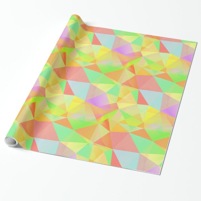Cool Fun and Colourful Triangles pattern Wrapping Paper (Unrolled)