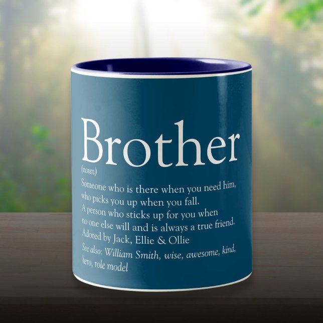 Cool Fun Brother Definition Saying Blue Two-Tone Coffee Mug (Cool Fun Brother Definition Saying Blue Two-Tone Coffee Mug)