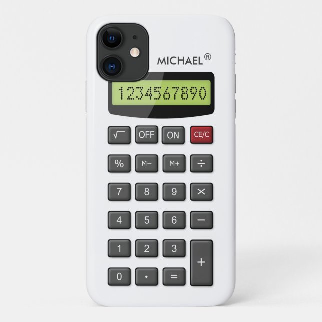 Cool Fun Calculator Pattern with Custom Text Case-Mate iPhone Case (Back)