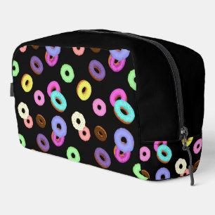Cool fun colourful doughnuts pattern black dopp kit