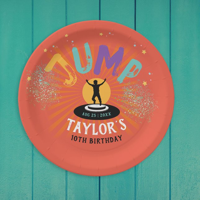 Cool Fun Colourful Trampoline Jump Bounce Adventur Paper Plate (Creator Uploaded)
