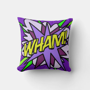 Cool Fun Comic Book WHAM Modern Purple Cushion