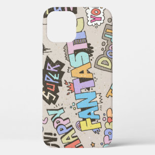 Cool Fun Doodle Lettering Vintage iPhone 12 Case