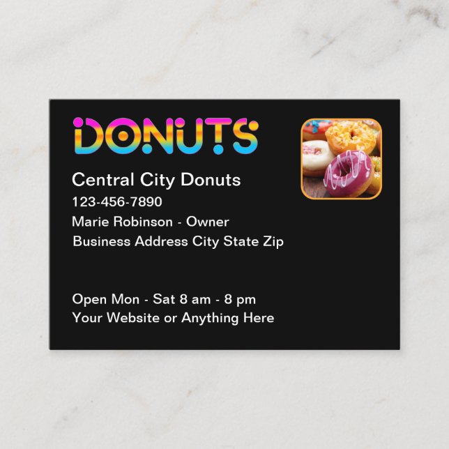 Cool Fun Doughnut Theme Doughnut Shop Business Card (Front)
