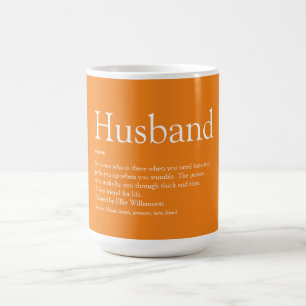 Cool Fun Husband Definition Quote Orange Coffee Mug