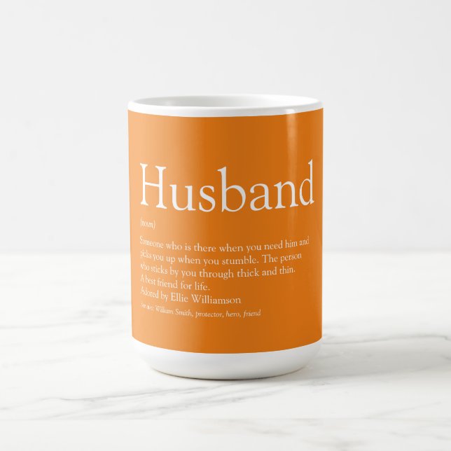 Cool Fun Husband Definition Quote Orange Coffee Mug (Center)