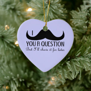 Cool fun I moustache you a question blue and pink  Ceramic Tree Decoration